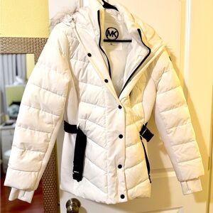Michael Kors Quilted White Jacket with Black Details
